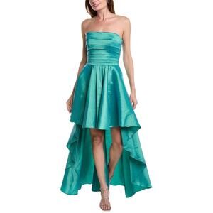 Rene Ruiz Taffeta High-Low Cocktail Dress Blue - XS